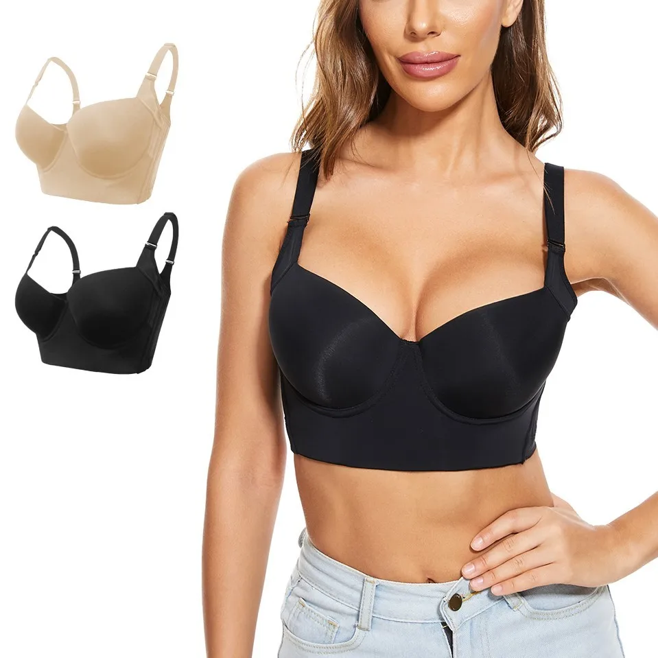 BOJIN Best Seller Wireless Lace Lined Plus Size Shapers GH IJ Cup Sexy Everyday Adult Underwear Re-Shaping Push Bras Hide Fat