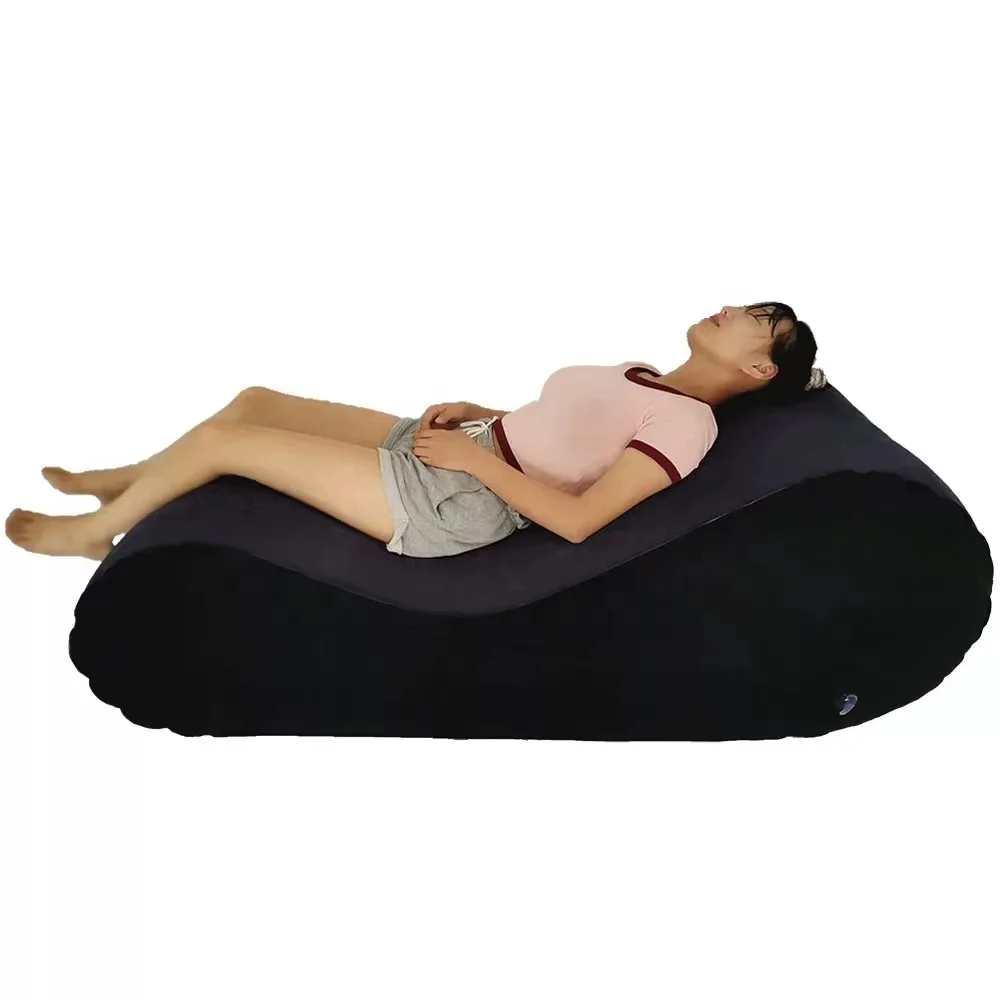 Wholesale  PVC Flocking Inflatable Leisure Lazy Sofa Lounge Sofa Bed Inflatable Movie Chair Couch Sofa