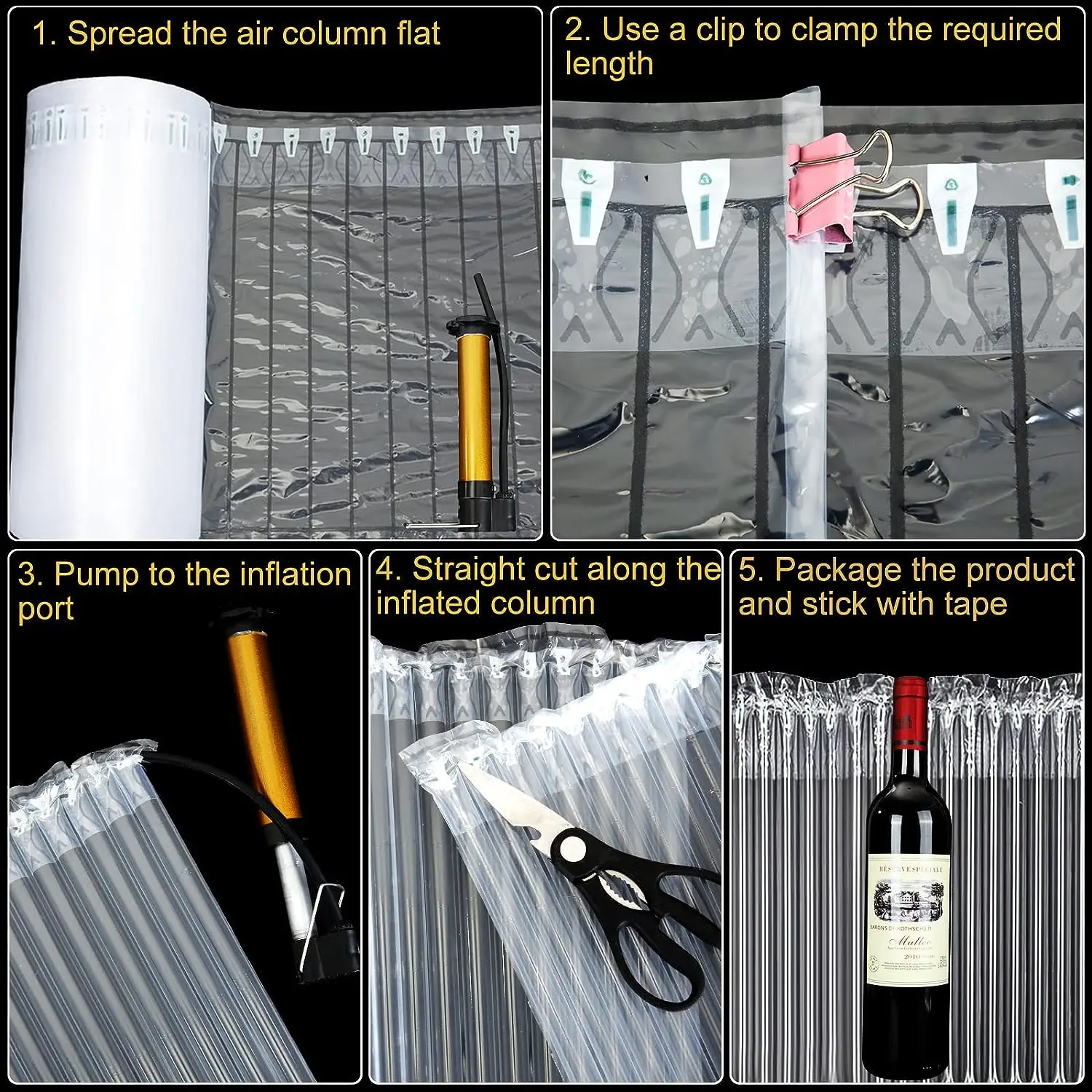 Inflatable Air Bubbles Film Cushion Rolls Round Shockproof Air Bubble Cushion Packaging Plastic Air Cushion Packaging Film Roll