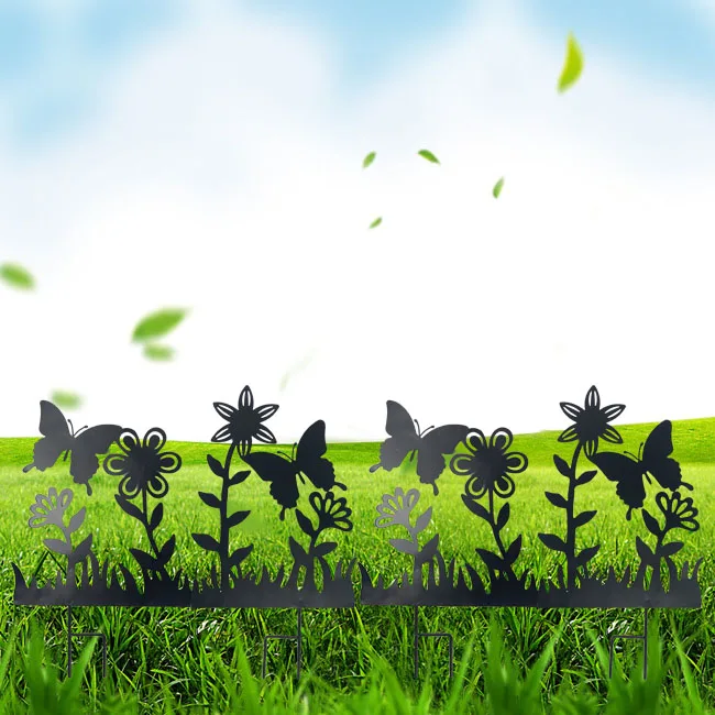 Garden Landscape Metal Border Fence Section Edging Patio Flower Bed Animal Barrier Outdoor Fences