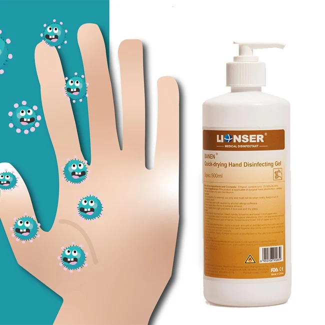 LIONSER Factory Direct Sale 500ml 1000ml Liquid Hand Sanitiser Gel Antibacterial Rinse-Free Disinfectant Antibacterial Alcohol