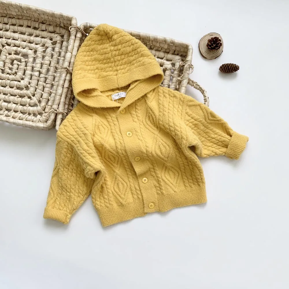 
European latest design casual unisex kids cotton knitwear with hoodie 