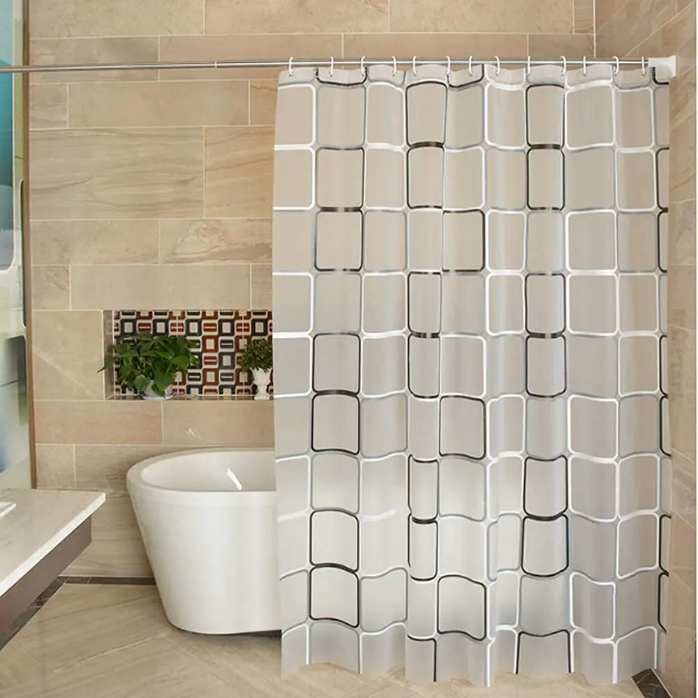 CF BCPA09 cheap Sell well  PEVA Waterproof quick dry Mildewproof Bathroom Drape Geometric Checker Shower Curtain