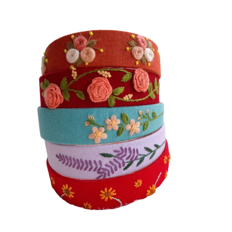 Embroidery Ribbons Hair Accessories Colorful Headband Good Price Top Favorite Product Bow Hairbands For Girls Lovely Pattern