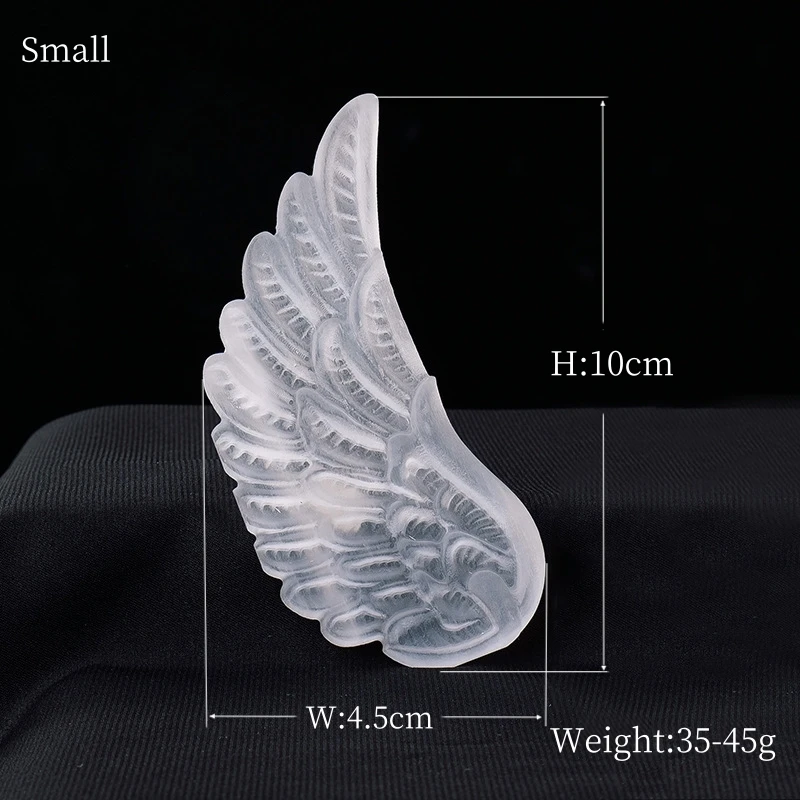 Middle Polished Natural White Selenite Angel Wing Sculpture Crystal Jade Healing Crafts for Home Decor Gifts with Stone Theme