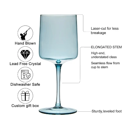 Customized wine utensils, handmade crystal square colored red wine glasses, available for family gatherings