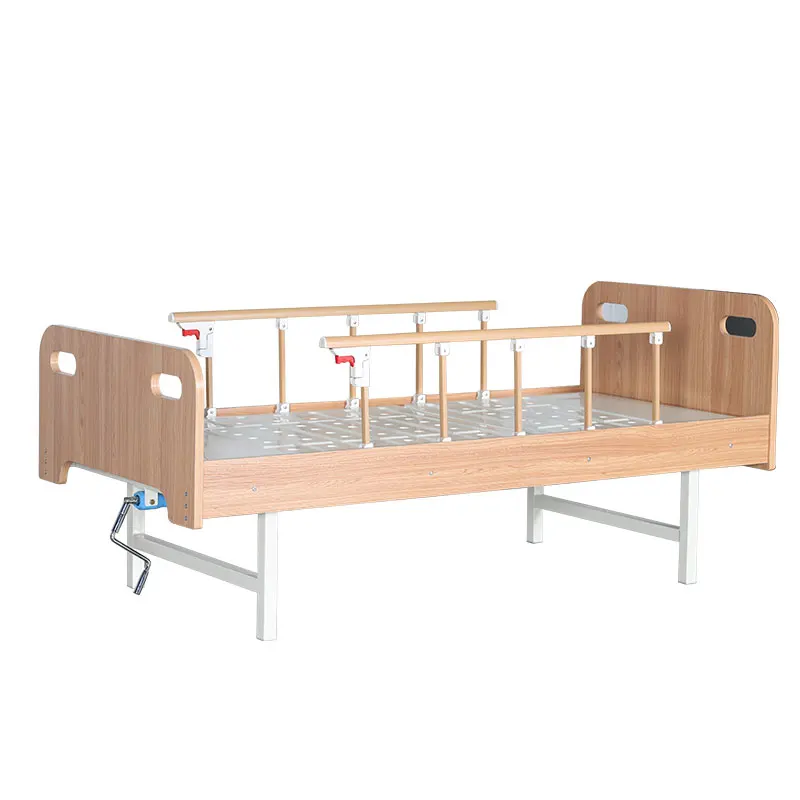 Wooden Manual Home-care Bed Hospital Nursing Bed For Elderly With Two Functions For Medical Equipment