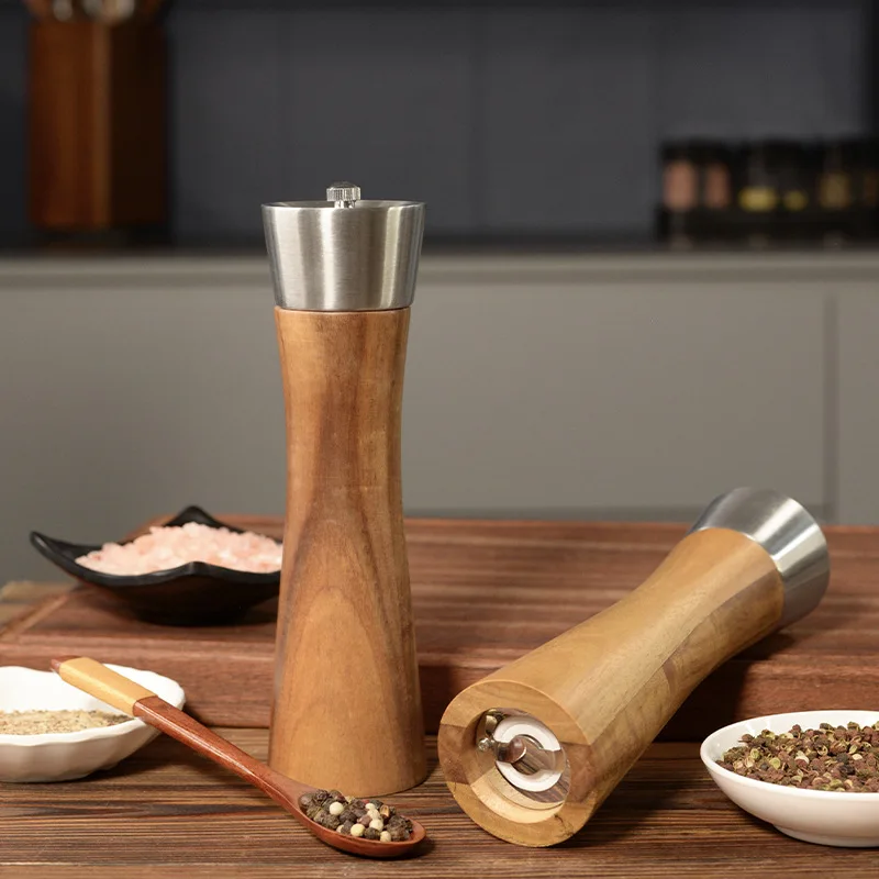 Wooden herb grinder salt and pepper spice mills manual for kitchen and home