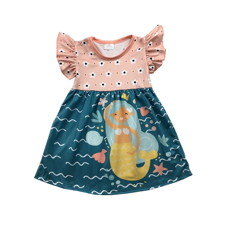 Girls one piece of dress with ladybug pattern wholesale dresses party one piece of boutique clothes