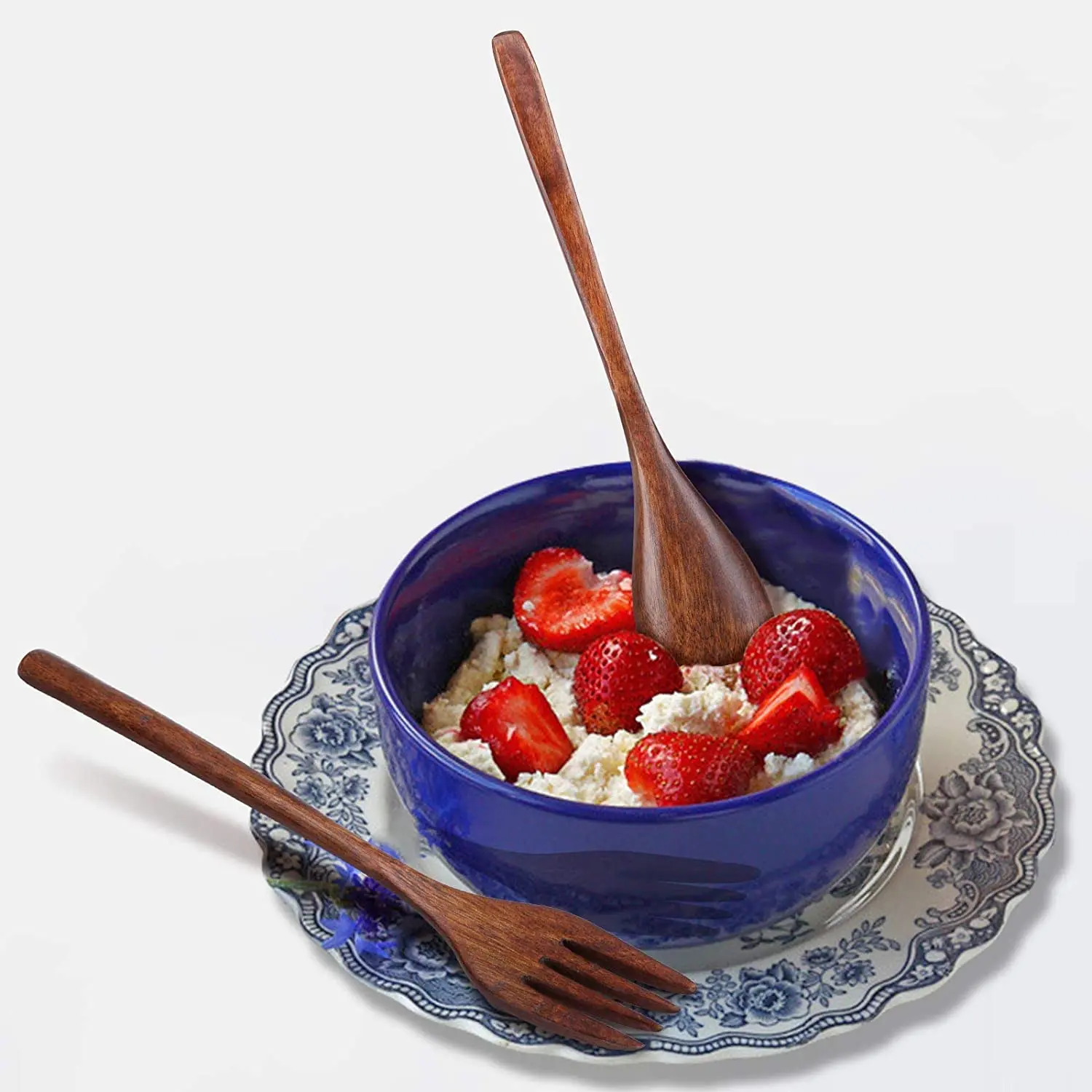 SLT New  Wooden Spoons and Forks  Wooden Tableware  Kitchen Flatware for Food Desserts Soup Salad Fruit