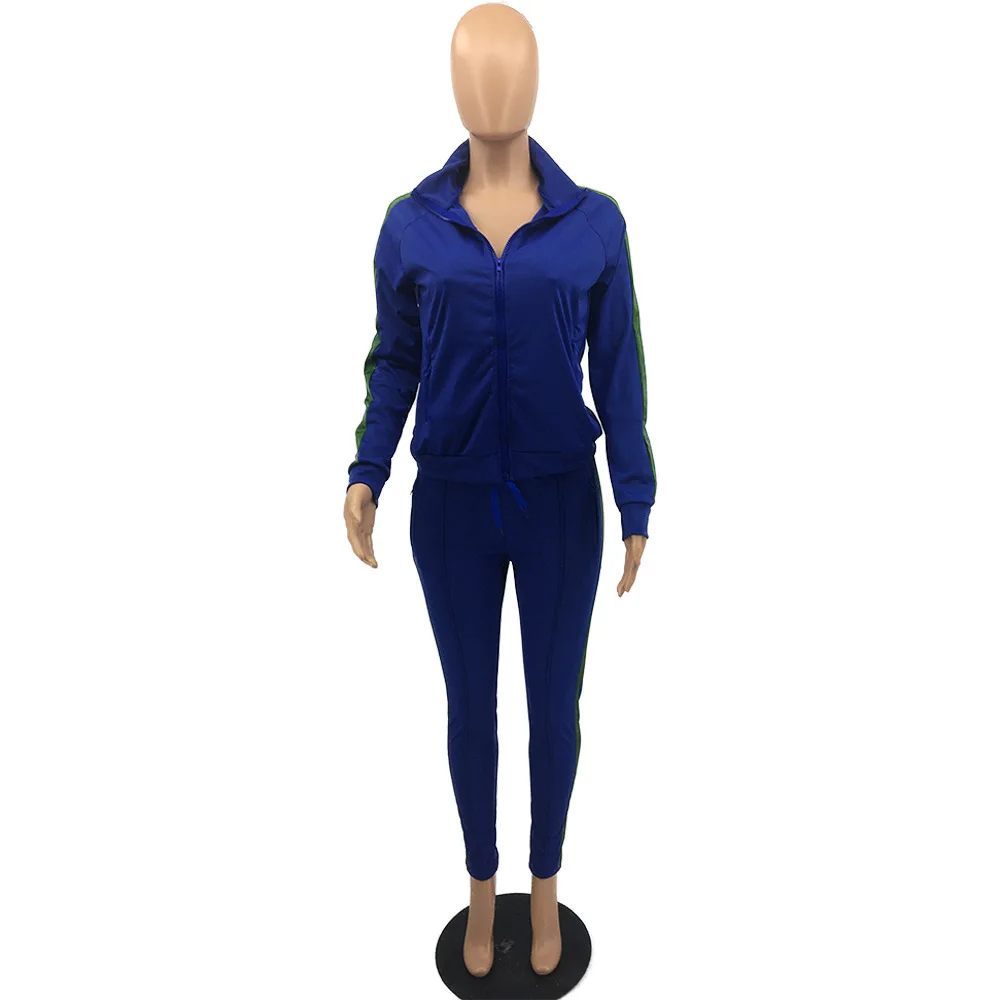 Fall Spring 2021casual Women Lady Zipper Long Sleeve Tracksuit Fitness 2 Two Piece Outfits Jogger Pants Set For Women Clothing