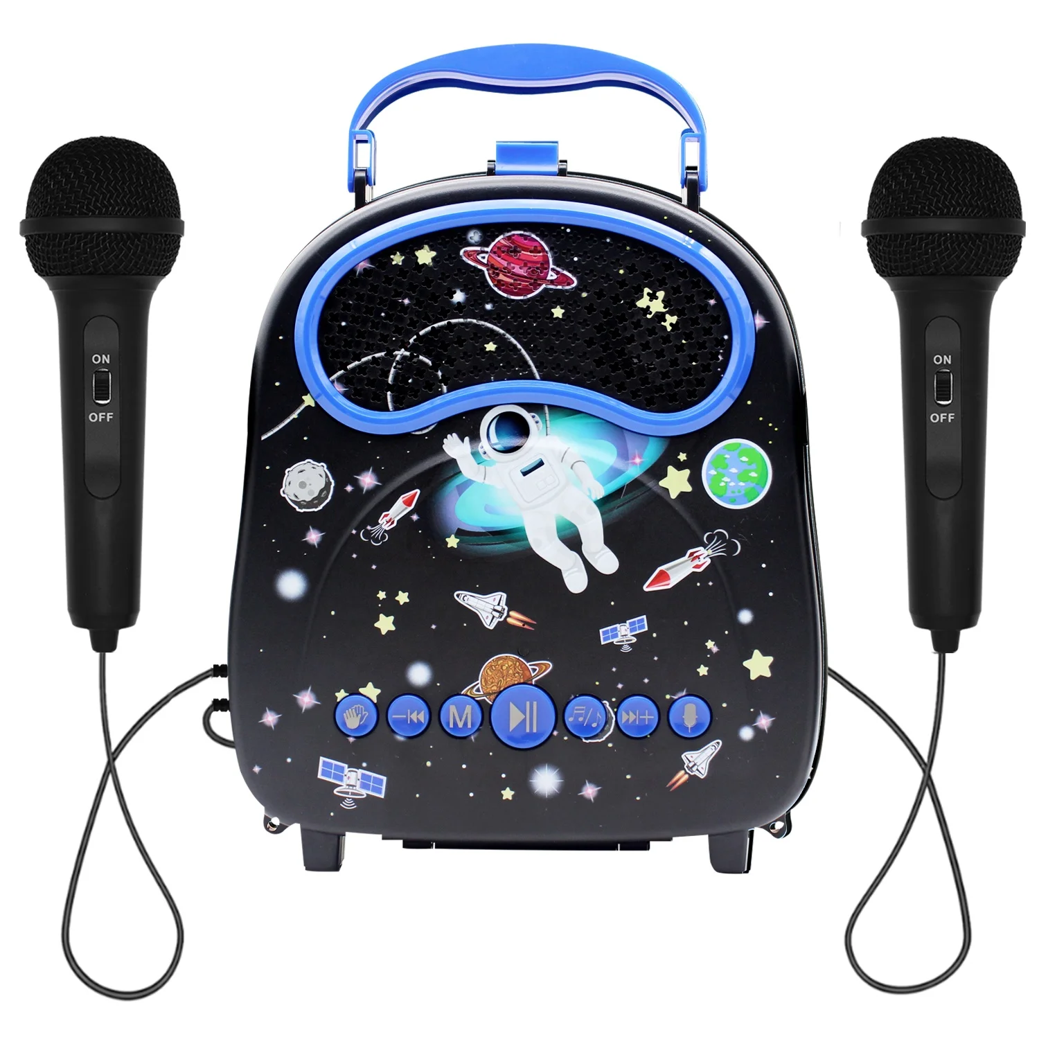 Music Machine Toy Set With Two Microphones Kids Karaoke Singing Machine Speaker Penguin Black For Gift