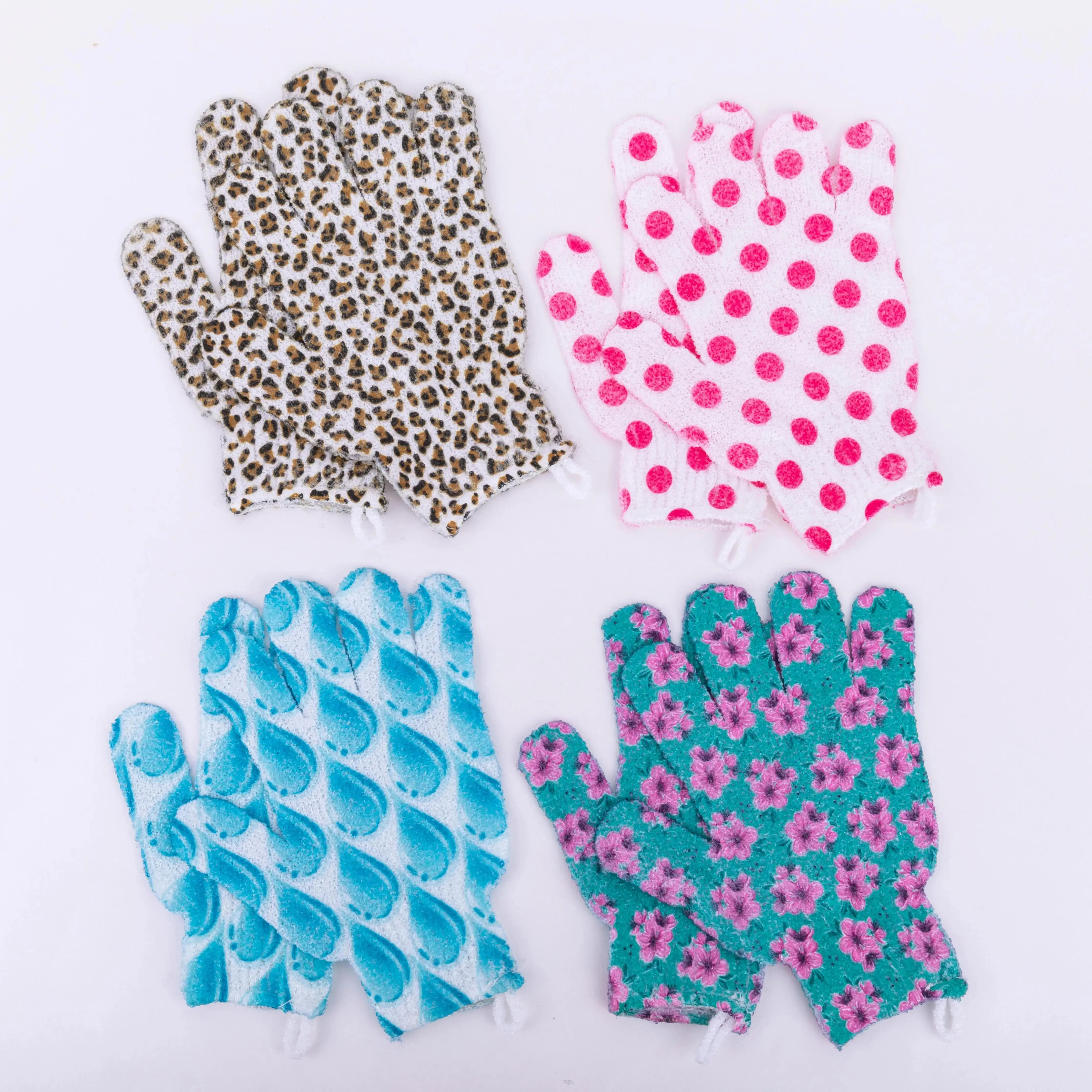 Bath Glove Shaped Yarn Sponge Moroccan Custom Pattern For Bathing Scrub Exfoliating Single Finger Frothing Bath Mitt Honeycomb