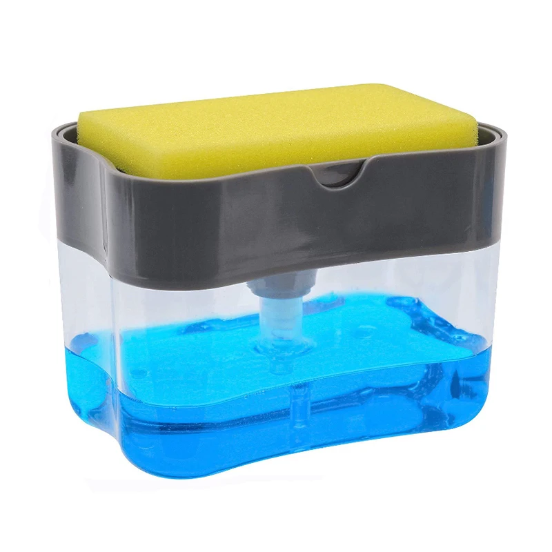 Amazon top selling clear soap pump sponge caddy liquid soap dispenser with sponge holder