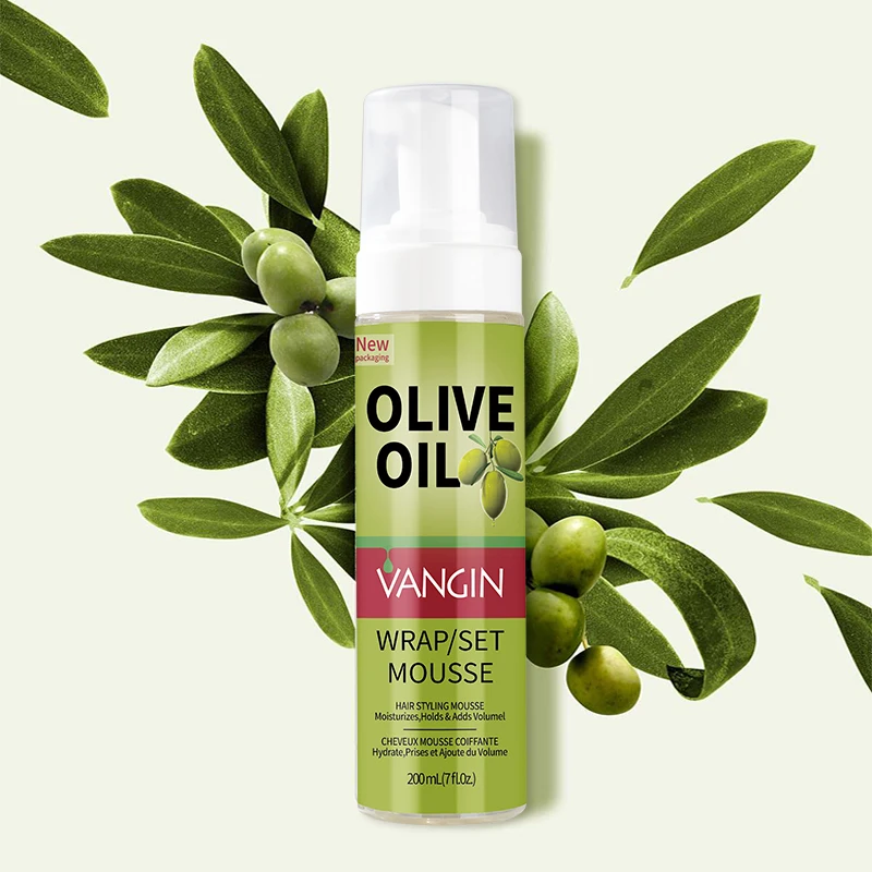 Olive oil coconut oil Holding shine Fast drying wrap set hair care Mousse