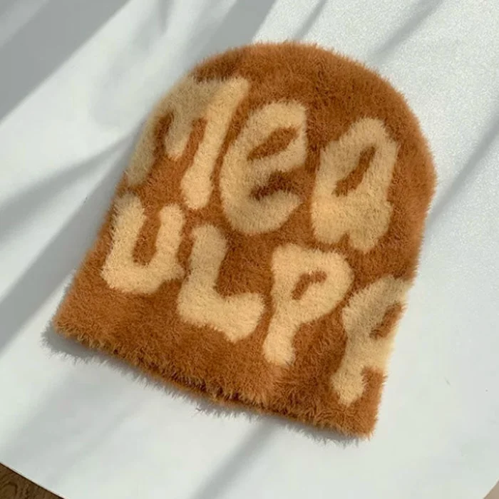 2023 New Fashion Mohair Beanie Customized Winter Skull Cap Mohair  Winter Beanie Hat Knitted Reversible Mohair  Beanie Cap