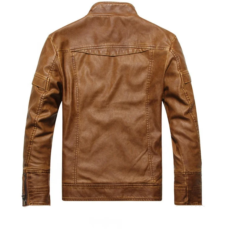 Men fashion casual fleece lined classic motorcycle race pu leather jacket