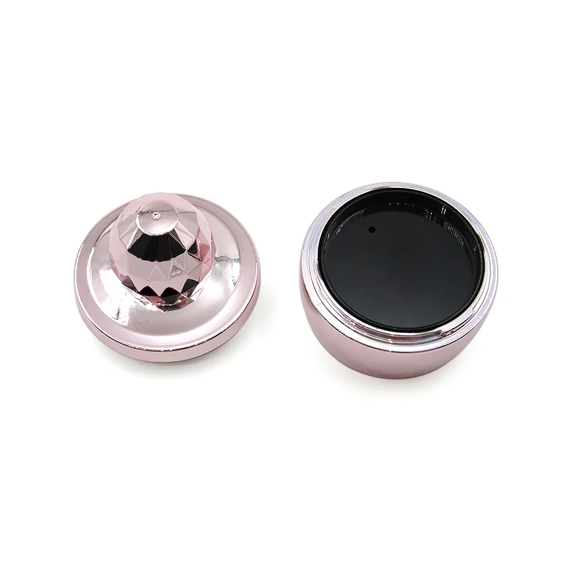 Cosmetic wholesale cute round empty mini blush jar case container with sponge puff custom makeup plastic packaging