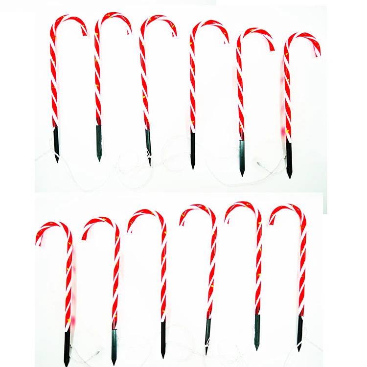Christmas Holiday Decoration 2Pcs 6Pk  12In 30L Plastic Candy Cane Pathway Stake Lights For Christmas Outdoor  Decor