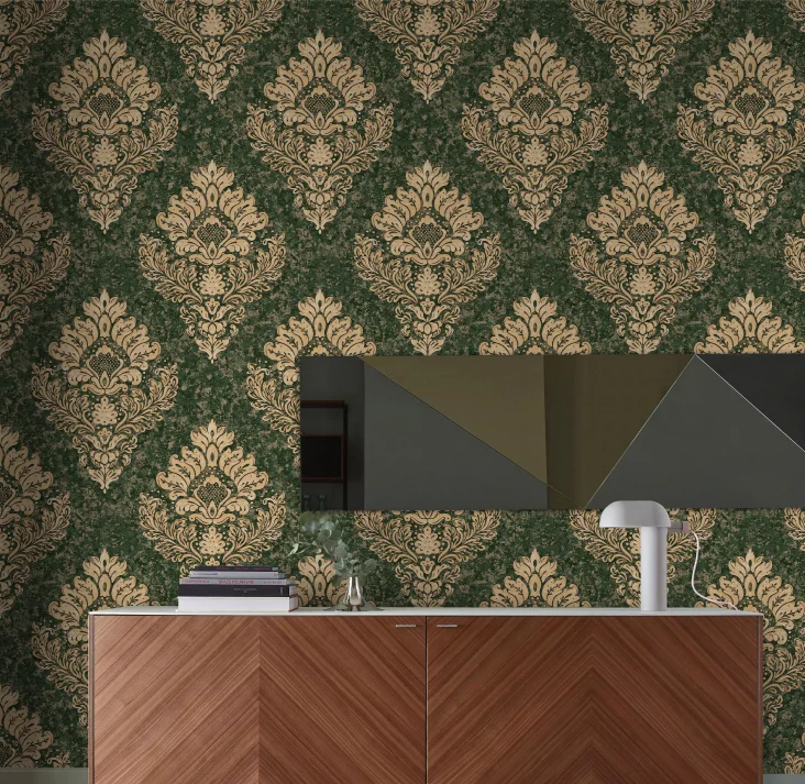 Classic Design European Style Hot Sale PVC Home Wallpaper, 3D royal texture wallpaper