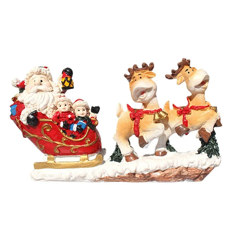 New Christmas decorations resin crafts window home decoration cartoon elk Santa Claus sleigh car
