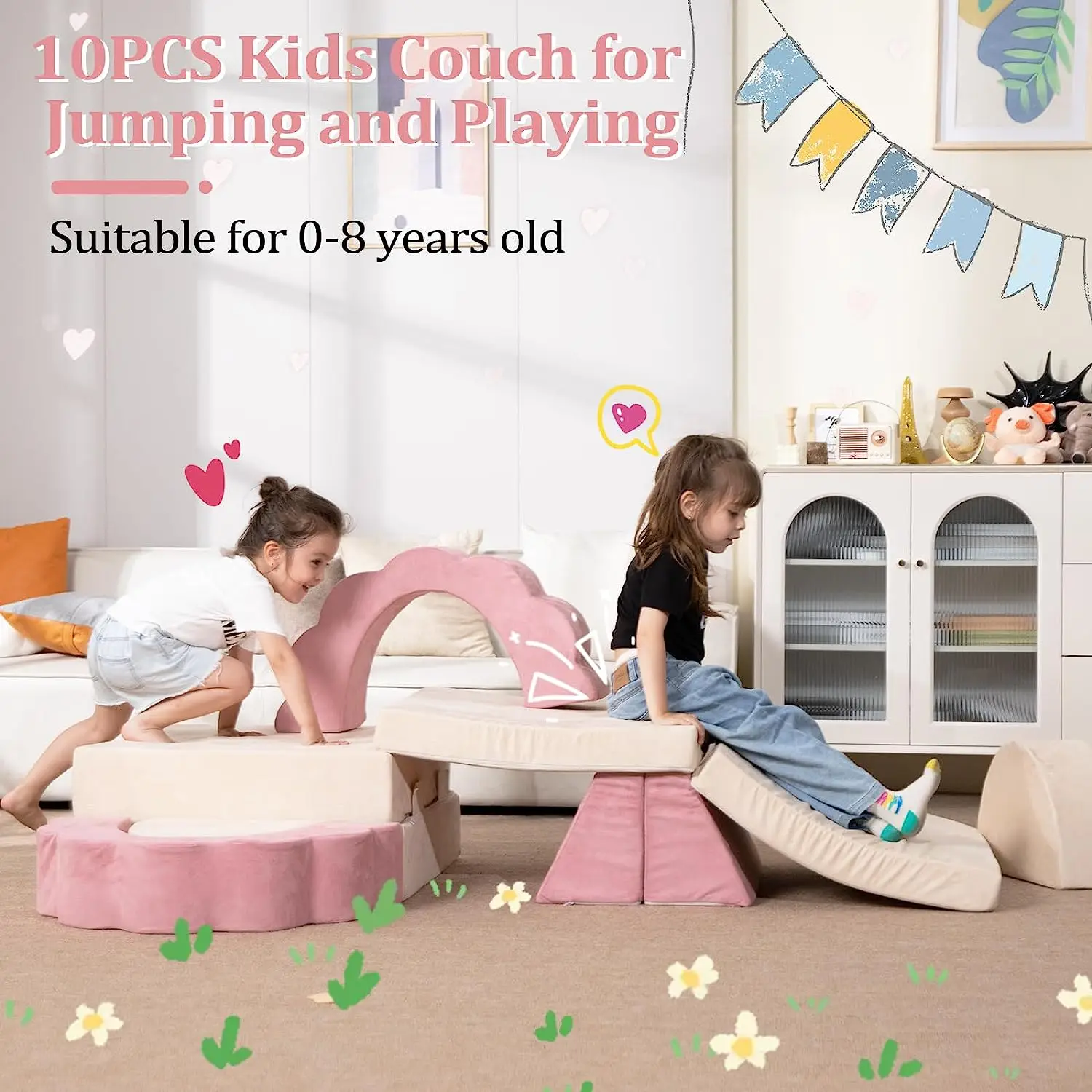 Multifunctional Detachable Kids Modular Sofa Kids 3 In 1 Sofa Bed Indoor Soft Play Chair Bed