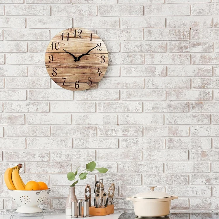 Country Rustic Wooden Wall Clocks With Silent Quartz Movement For Home Decor