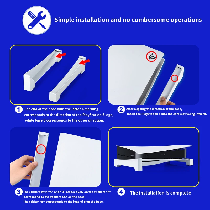 PS5 Console Cooling Horizontal Stand Holder Bracket for Playstation 5 PS5 Game Accessories Black CD-ROM version