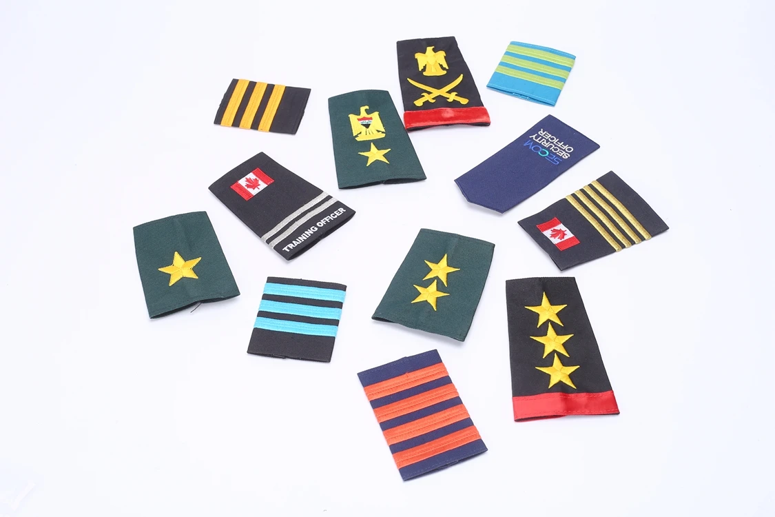 Custom Logo Design Plain Shoulder Epaulets Embroidery Patch Uniform Accessories Epaulettes Shoulder Board Woven Fabric Epaulet