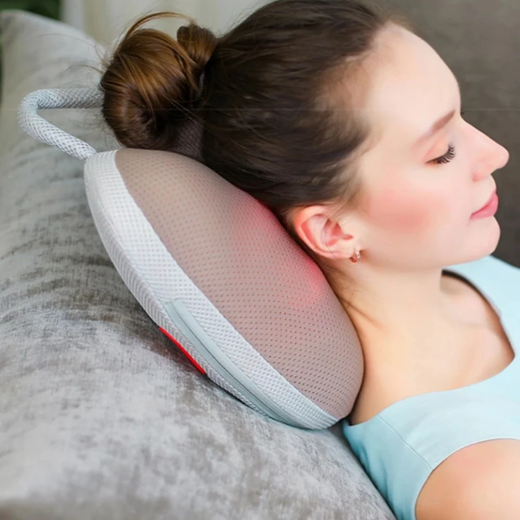 New Products Full Body Relaxing Massage Home Office Red Light Heating Health Care Heating Intelligent Shiatsu Massage Pillow