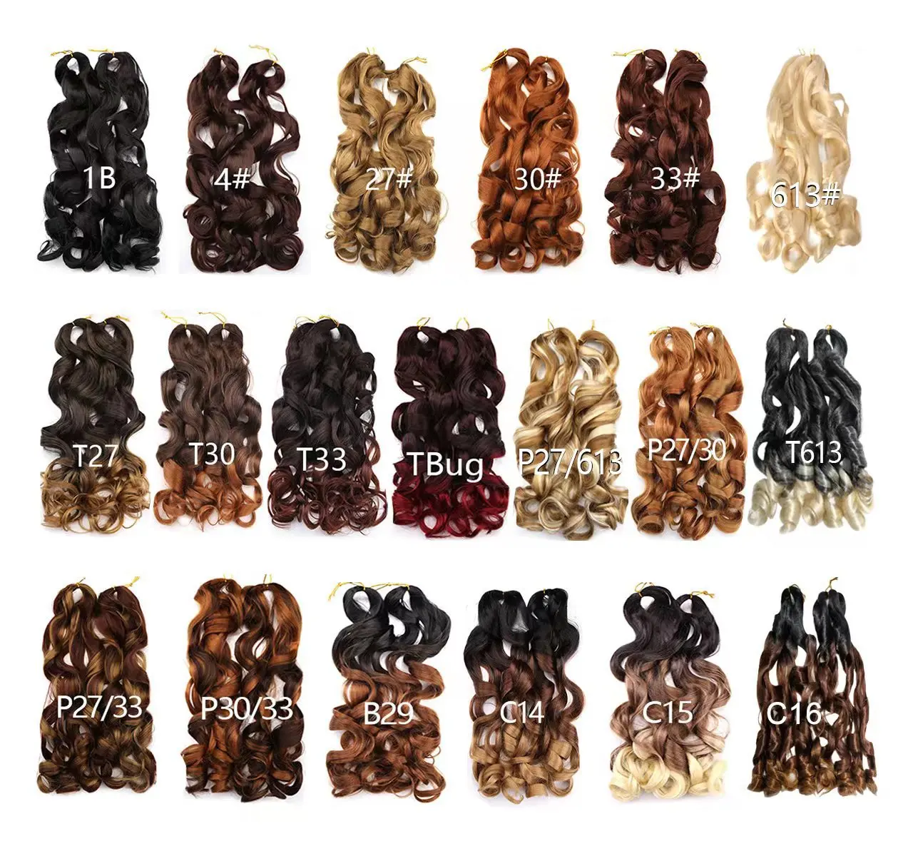 sprial curl Loose Wavy Hair Braids Ombre Soft Pony Style 24inch 150g Spanish French Curls Braids Hair Extensions For Women