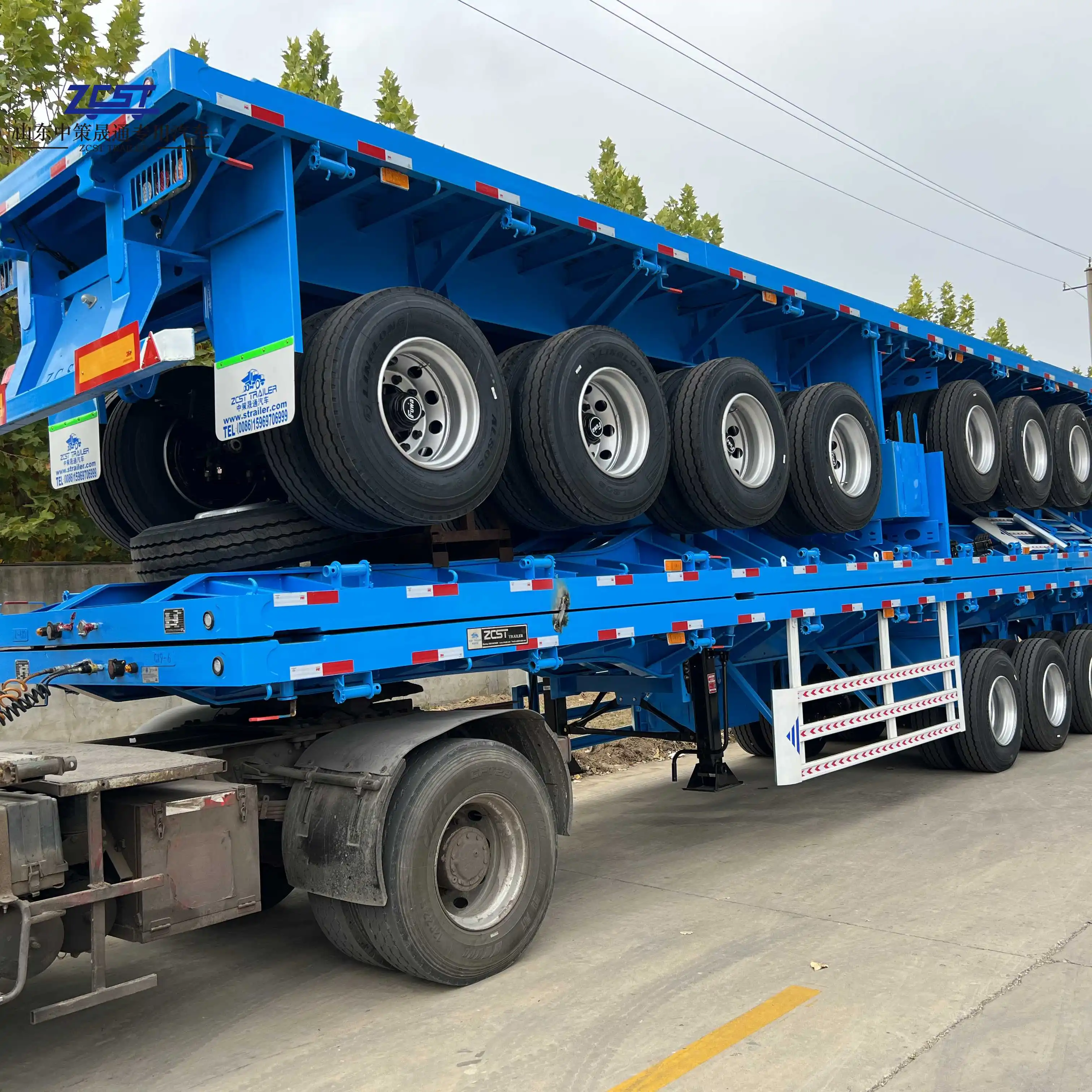 30 40 50 Ton 2 3 4 Axles Flatbed Semi Truck Container Trailer 48 Ft 40 Ft 20 Ft Flatbed Trailer For Sale
