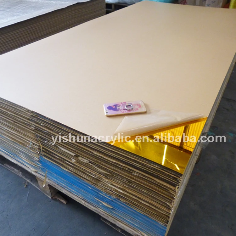 Laser cutting and engraving gold color pmma mirror acrylic sheet for advertising signage