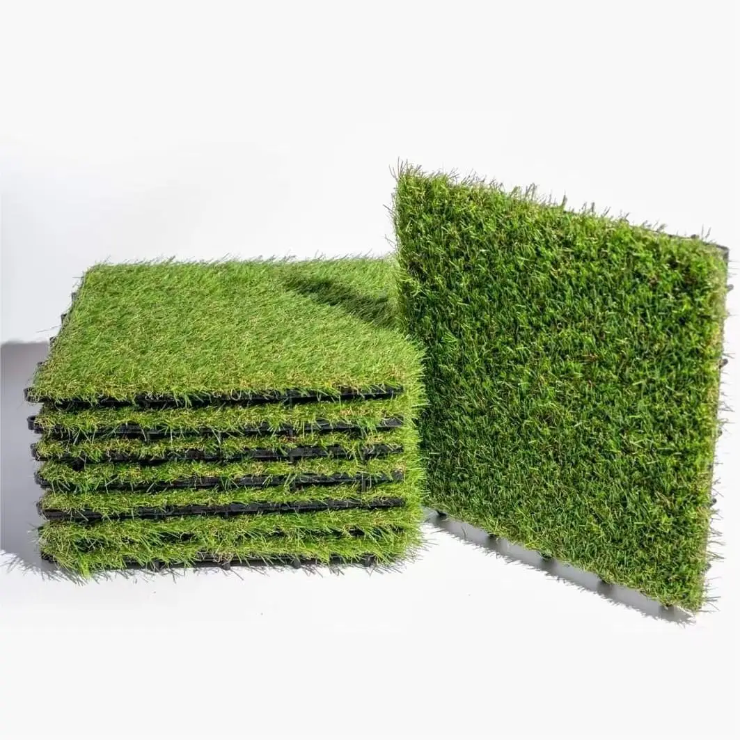30mm high density Decoration Green Bottom Plate Splicing Board Grass TilesBalcony Lawn Mat Suspended Artificial Grass