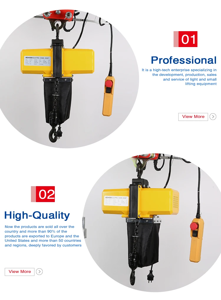 Single hook 120/230V 720/680w 450/500kg electric chain hoist lifting hoist