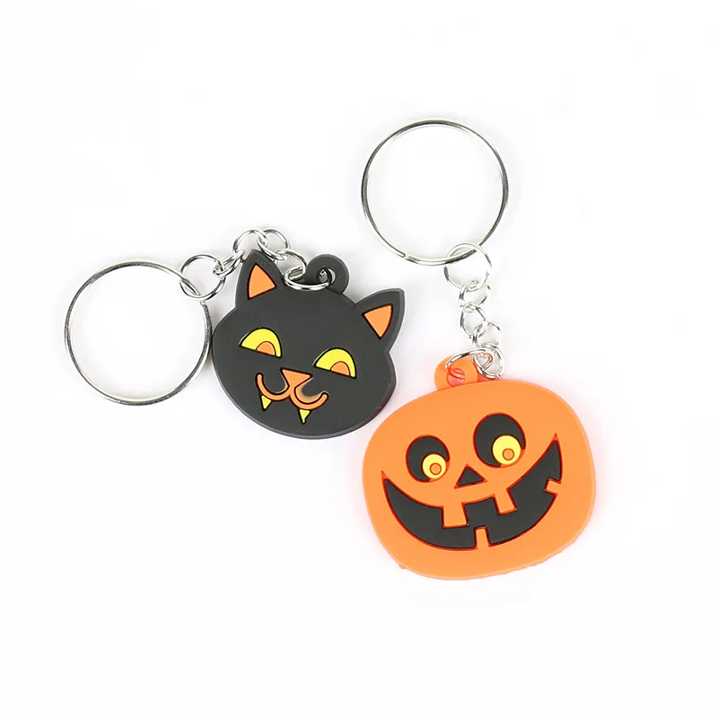 Explosion Pumpkin Bat Ghost Keychain Halloween PVc Soft Keychain Bag Ornament