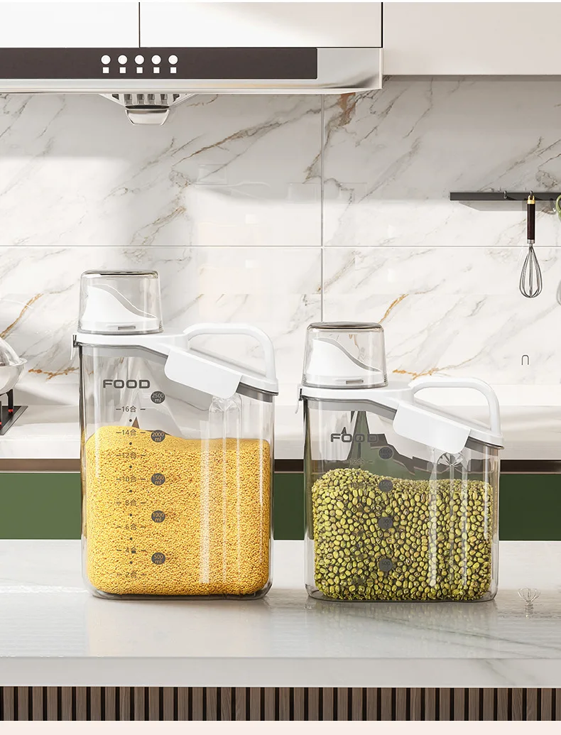 Wholesale Grain Transparent Tank Rice Barrel Eco Friendly Plastic Bulk Food Storage Container Cereal Dispenser For Rice Flour