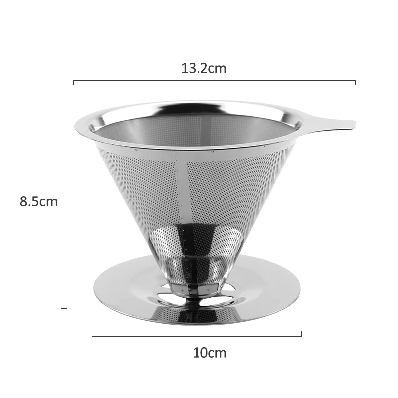 Double Mesh Liner Cold Brewed Portable 304 Drip Pour Over Reusable Stainless Steel Dripper Coffee Filter
