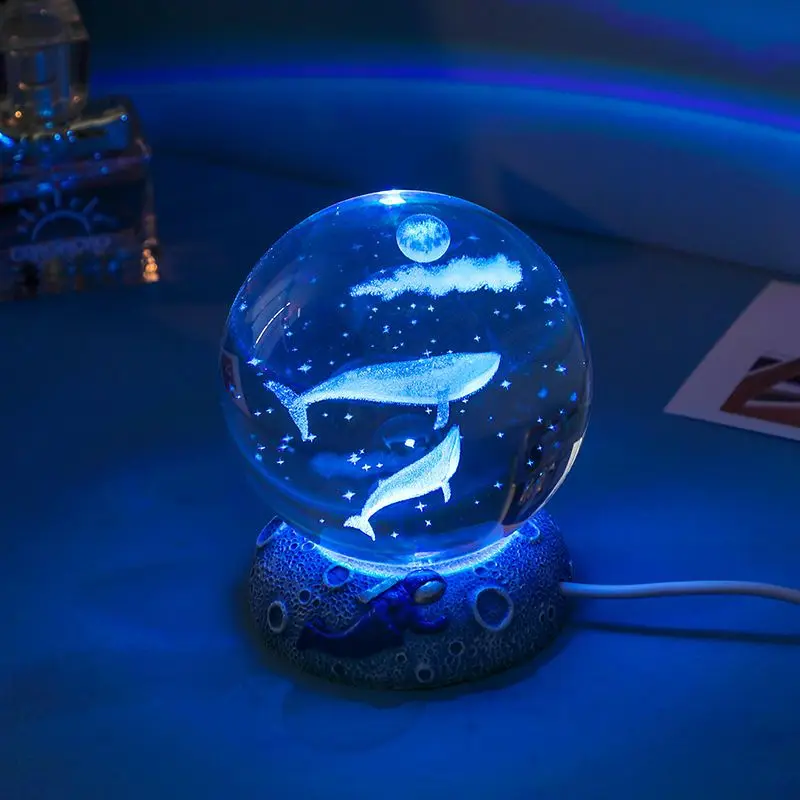 Wholesale 3D Art Crystal Ball Night Lamp Luminous Solar System Kids Birthday Gift Astronaut Moon Led Night Lights