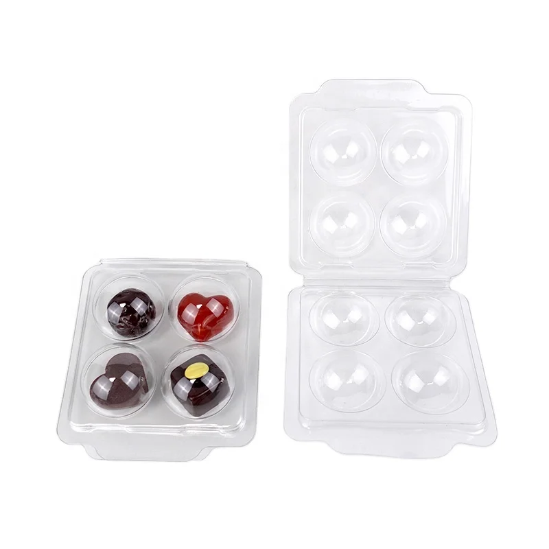 4 cavities Brigadeiros Chocolate Truffles Clear Blister Clamshell Tray Packaging Candies Plastic Container Box