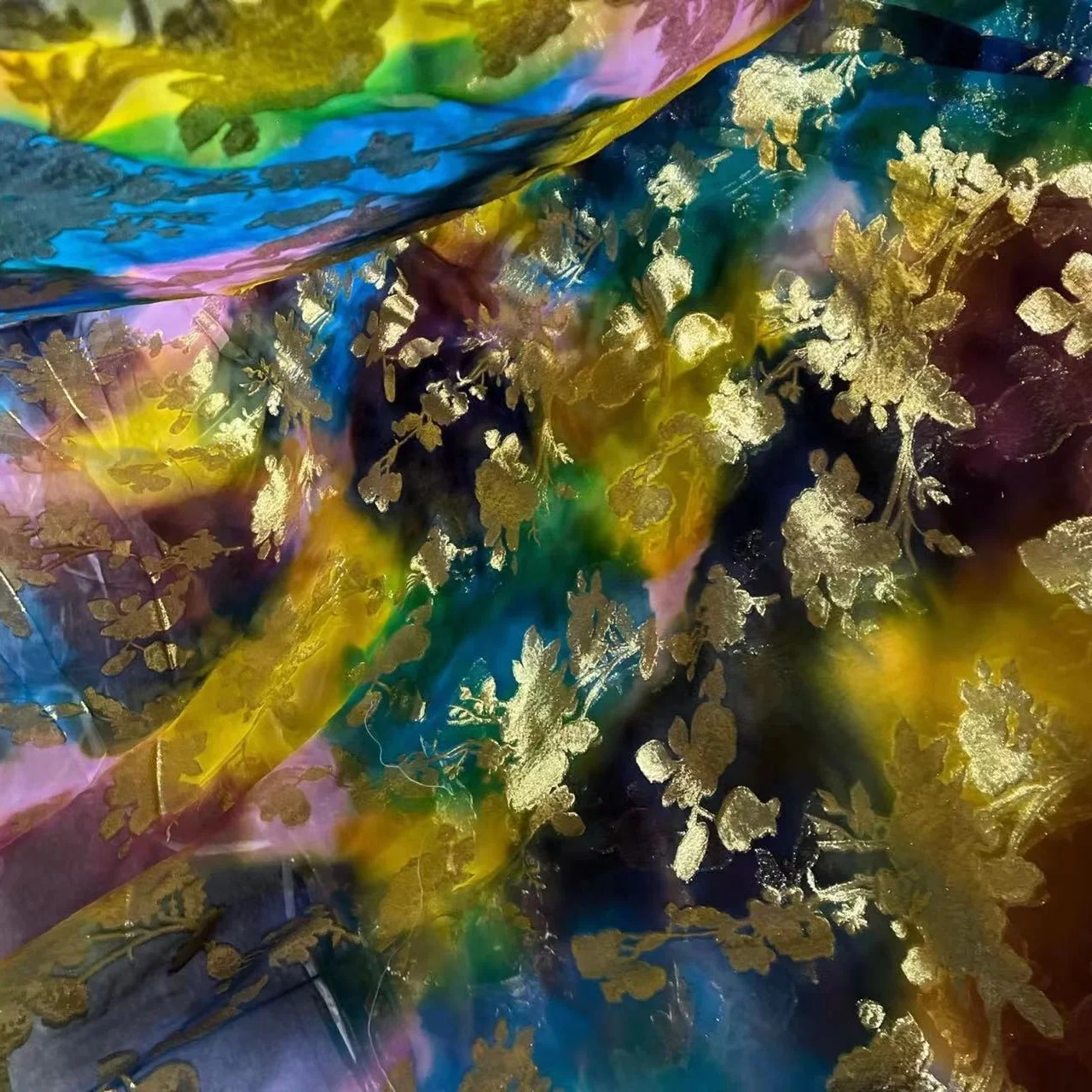 Шелковая люрексная ткань металлик для dirac и garbasar ширина 112 см для радужного цвета