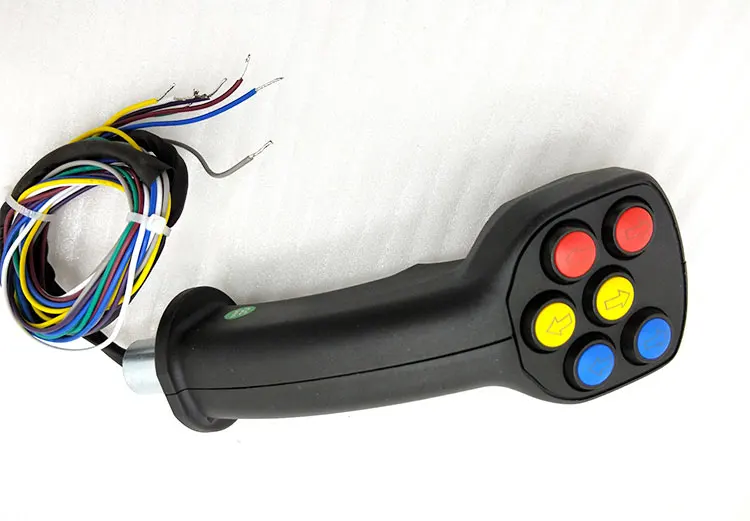 Industrial handle with grip supplier  Hall effect joystick with a variety of grip deadman switch
