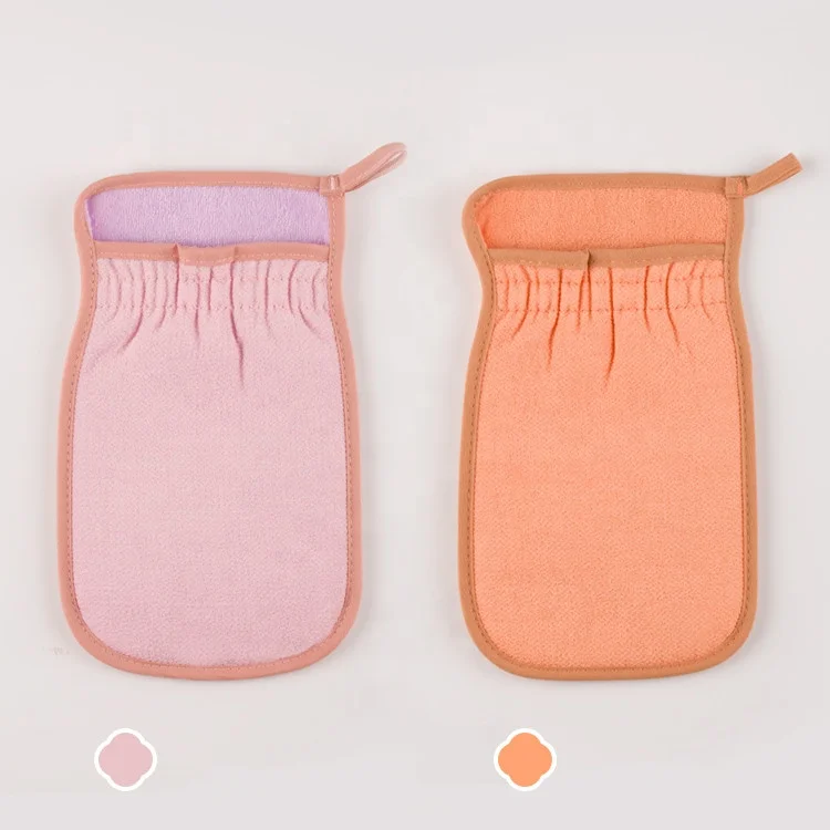 wholesale silk exfoliating mitt silk gloves grooming bath glove exfoliating gloves in pairs