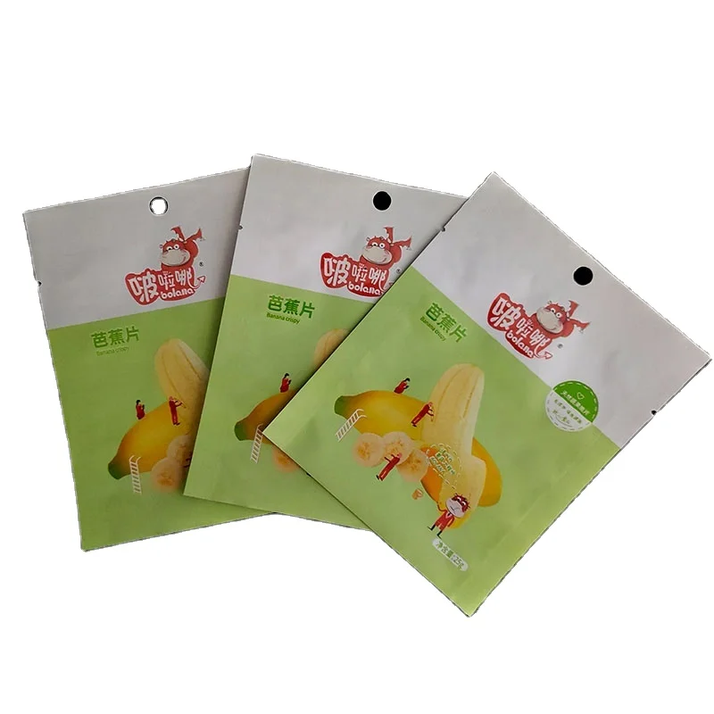 Customized Printing Three Side Seal Bag Sachet Packaging for Banana Plantain Chips Food Candy Packaging Security Heat Seal