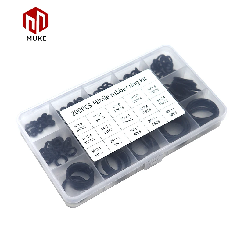 200pcs Nitrile Rubber O-Rings, 2mm Wire Dia 8mm OD Metric Sealing Nitrile NBR Rubber Washers for Oil or Air Sealing