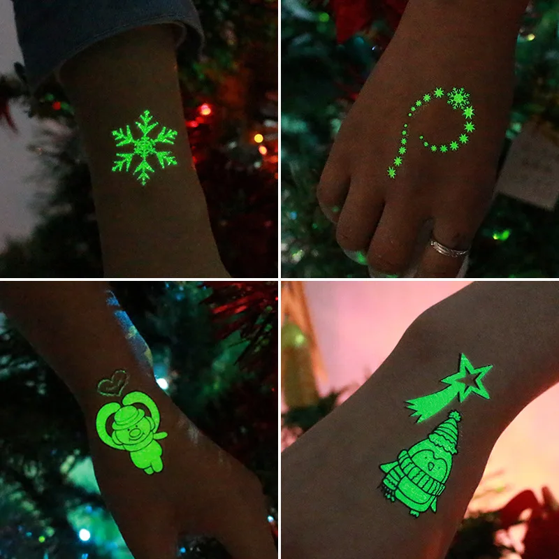 Christmas decor  Luminous Christmas temporary tattoo  Christmas tattoo sticker