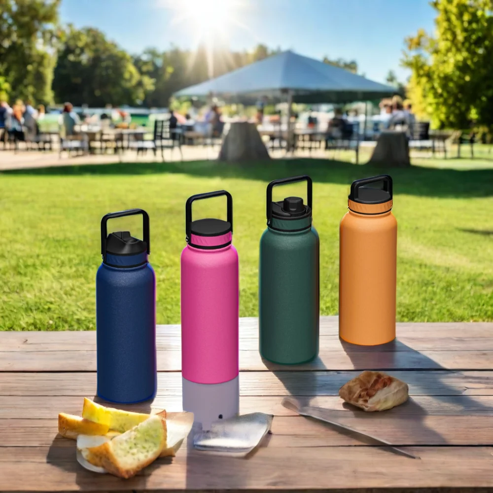 32oz Motivational Fitness Insulated Sport Gym Stainless Steel Sports Water Bottle 1000ml Water With Silicone Straw