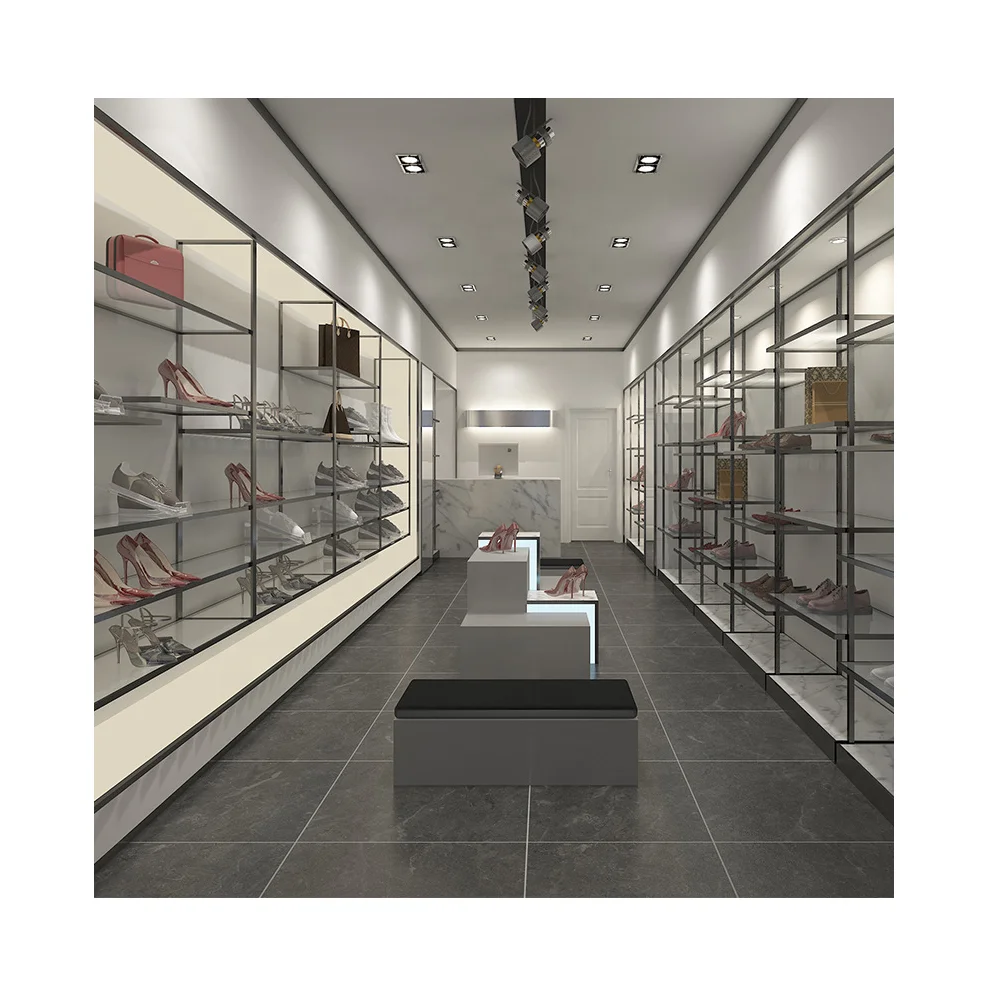 
Stainless steel transparent glass of shoe and bag display cabinet 