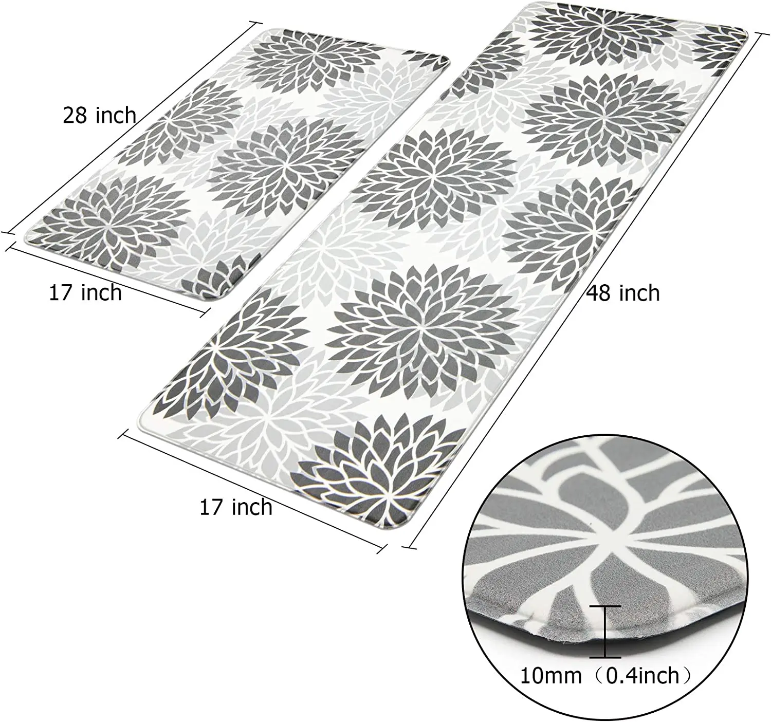 New Custom Anti Fatigue Non Skid Kitchen Floor Mats Cushioned Comfort Standing Kitchen Rugs and Mats for Floor