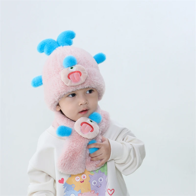 High Quality Cute Sweet Design Winter Knitted Hat and Scarf Set for Girls Warm and Stylish for Kids